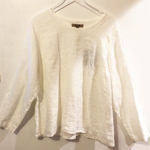 FLAX | 100% Linen Crew Neck Cream Tunic Top